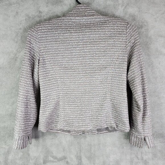 Womens Patchington Gray Striped Full Zip Jacket Long Sleeve Polyester Blend M - Picture 4 of 7